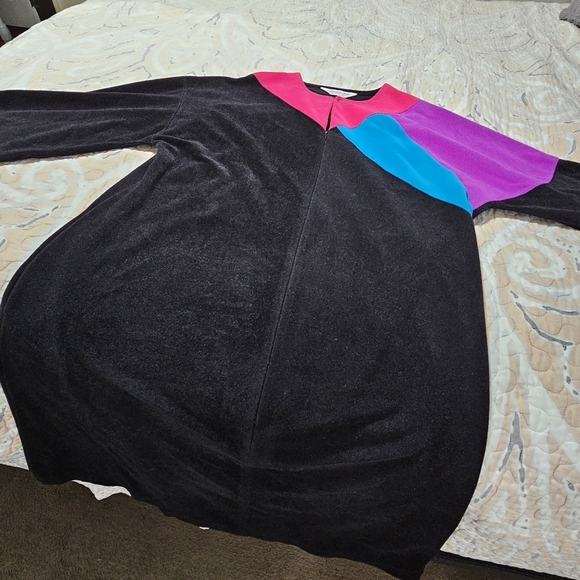 Vanity Fair Womens Size M Vintage 80s MOD Lounge Plush Lounge House Dress Retro - Picture 11 of 13